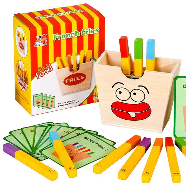 Andere Spielzeuge Holz Pommes Frites Montessori Farbabstimmung Brettspiele Parish Sensorisches Denken Lernen Pädagogisch für Kinder 230627