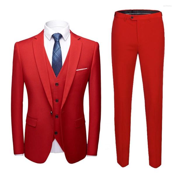 Ternos masculinos 2023 cor sólida conjunto de ternos moda masculina negócios casual traje hombre casado noivo tamanho grande três peças para homens