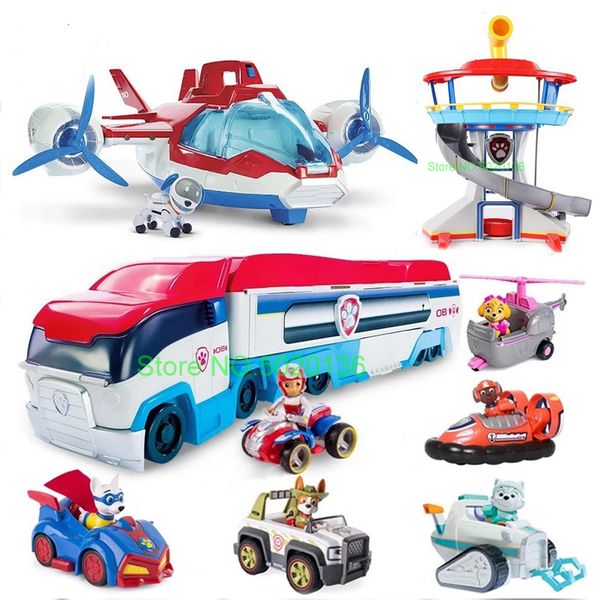 Action Toy Figure Pawed Plane Car Patrolling Action Figure Model Lookout Canina Tower Rescue Bus Puppy Dog Xmas Giocattoli per bambini Regalo di Natale 230627