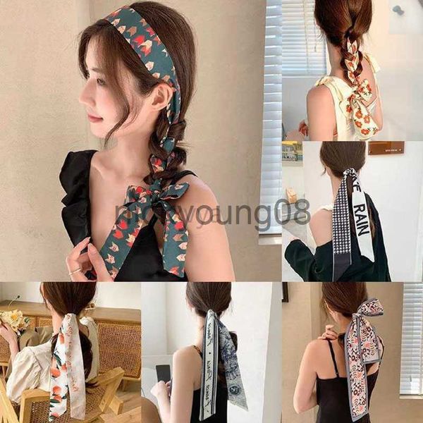 Bandanas Vintage Laço de Cabelo Faixas de Fita de Cetim Cabelo Moda Cachecol de Seda Laços de Cabelo Longo Mulher Meninas Rabo de Cavalo Tiara Acessórios de Cabelo x0628