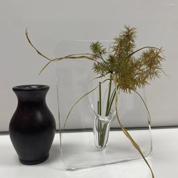 Vasos Vaso de flores criativo Suporte de planta de mesa de acrílico Decoração Ins Transparente Po Frame Home