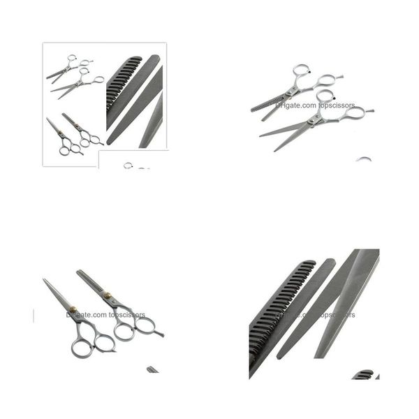 Saç Makası 1 Takım Regar Kuaför Salonu Kesme İnceltme Sier Makası Paslanmaz Çelik Set Aracı Damla Teslimat Ürünleri Bakım Şekillendirme Dh2Ts