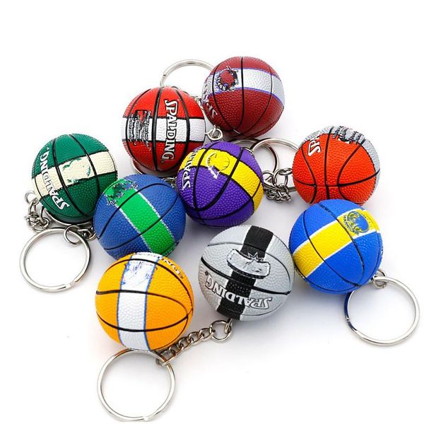 Portachiavi Cordini All'ingrosso 40 Stile Pu Pallacanestro 3D Giocatore di sport Palla Portachiavi Mini Souvenir Portachiavi Regalo Per uomini Ragazzi Fans Dhu03