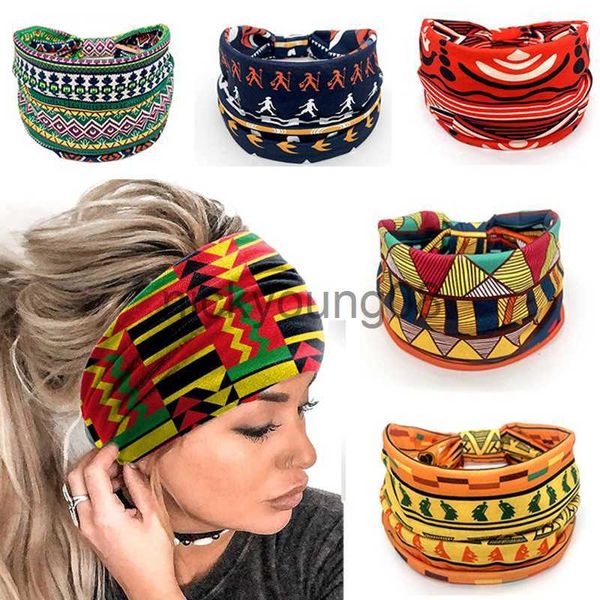 Bandanas Yoga Baumwolle Stretch Stirnband Afrikanischer Musterdruck Twist Style Elastisches Haarband Breite Haarbänder Bandana Turban Knoten Headwrap DIY x0628