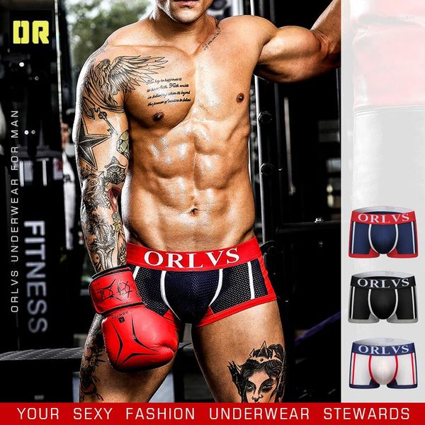 Mutande ORLVS Intimo uomo Boxer Traspirante Cueca Mutandine uomo 2 colori Boxer U Pouch Design Blu OR92