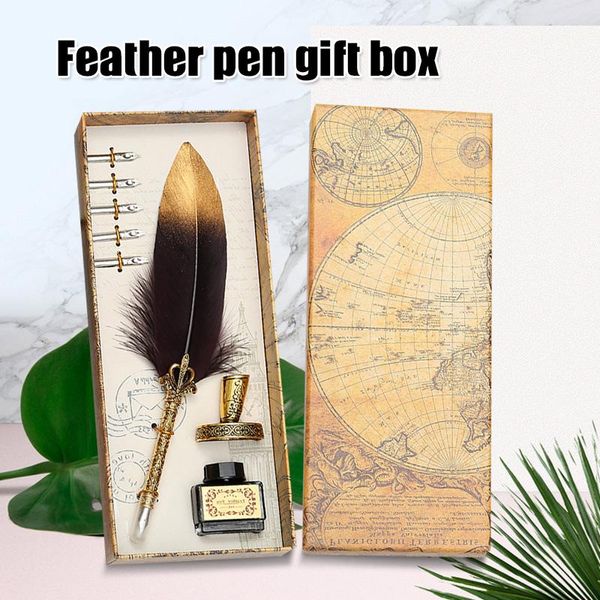 Pens calligraphy Feather Dip con 5 penns Nib Quill Writing Ink Set Box Reghi Wedding Pen Design Nkshopping Nkshopping