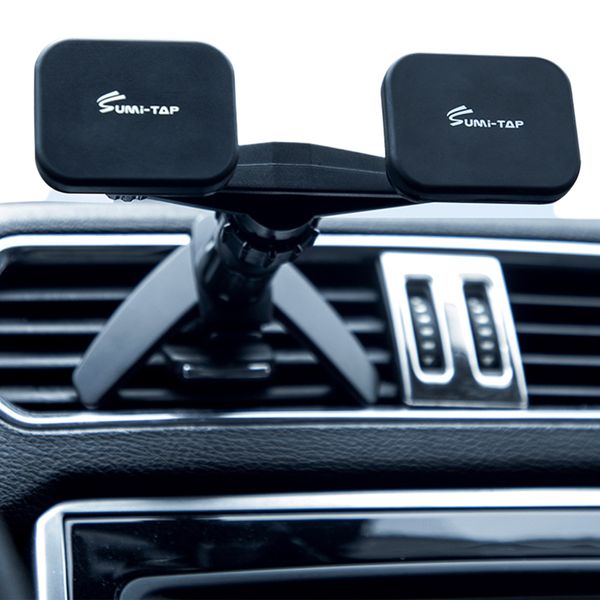 Suporte magnético duplo para carro para celular Suporte magnético inovador para celular com base de bloqueio de porca Suporte para celular com saída de ar mãos-livres