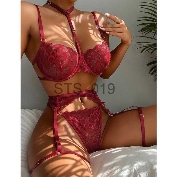 Cueca Calcinha Sutiã e Calcinha Jarreteira Pornsuits Feminino Sexy Lingerie Erótico Lingerie Aberta Traje Sexy Conjunto de Lingerie Erótico de Renda Impertinente x0625