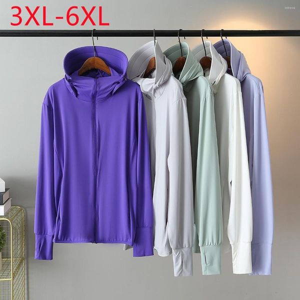 Jaquetas femininas 2023 femininas primavera verão blusa tamanho grande para mulheres tops grandes manga longa decote em O roxo protetores de pele 3XL 4XL 5XL 6XL