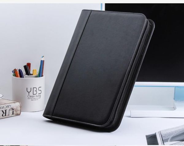 Cartella multifunzione PU Leather Business Office File Cartella A4 per borse manager per documenti Portfolio Padfolio 1201c