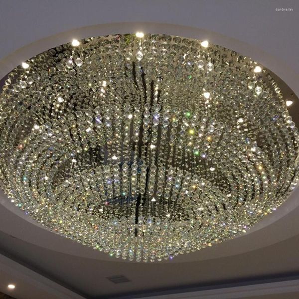 Lampadari Lampadario di cristallo Lampada a led Luce El Lobby Reparto vendita Grande illuminazione rotonda su misura con lampadina dimmerabile