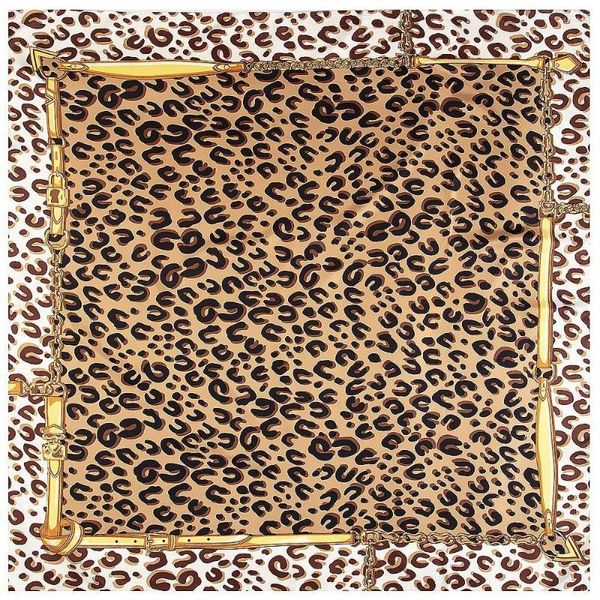 Cachecóis de sarja quadrado de seda para mulheres com estampa de leopardo grandes e elegantes xales femininos e bandanas bandanas 2023