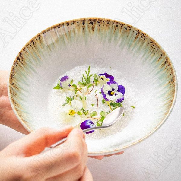 Tigelas Salada Ocidental Nórdica Sopa Tigela de Cerâmica com Gradiente Criativo Destaque El Sobremesa Pratos de Jantar Utensílios de Mesa Domésticos