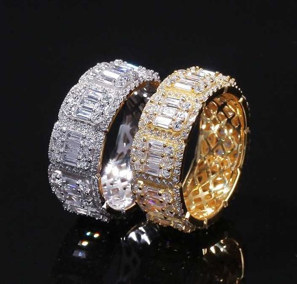 Aaa Gems Baguete Masculino Anel de Diamante Real Vvs Casamento Iced Out Moissanite