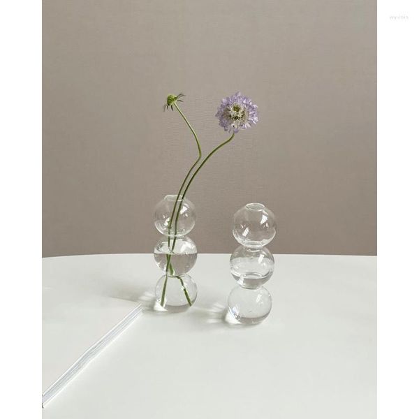 Vasos Vaso de flores para decoração de casa estilo nórdico Terrário de vidro enfeites de mesa secos pequenos