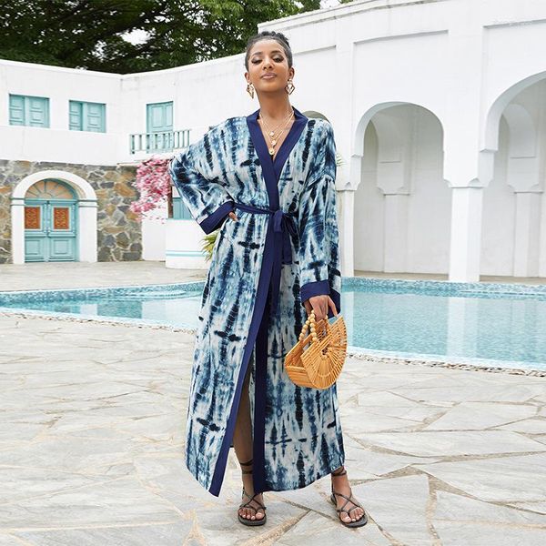 Costumi da bagno da donna Coprispalle da spiaggia per donna Kimono Tie Dye Abiti avvolgenti con cintura Pareo 2023 Costumi da bagno per vacanze estive