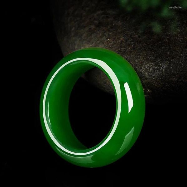 Anelli a grappolo Anello in pietra di giada verde naturale Anello in giadeite cinese intagliato a mano Fascino alla moda Accessori per gioielli Amuleto per uomo Donna Regali fortunati