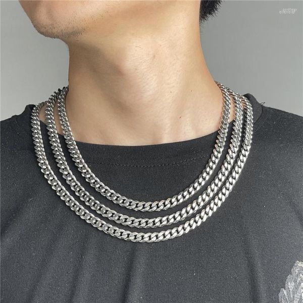 Girocollo Collana a catena in acciaio inossidabile larga 8 mm Catene a maglie cubane Girocolli per gioielli da uomo Punk di moda in metallo massiccio