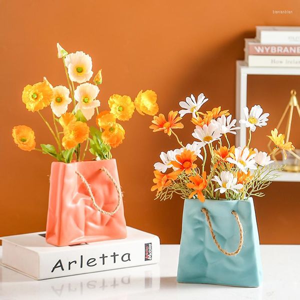 Vasen Kreative Keramik Taschen Wohnzimmer Moderne Kunst Trockene Blume Vase Nordic Licht Luxus Esstische Büro Glamour Dekor Hause