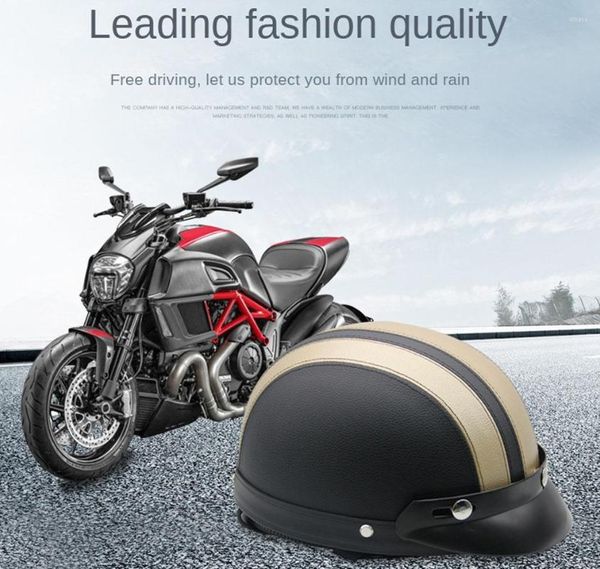 Caschi Moto Casco Pelle Open Face Half Retro Moto Estivo Casco Motor DOT