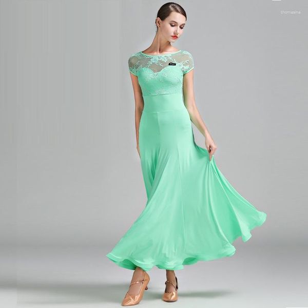 Stage Wear 3 colori Abito da ballo verde Donna Foxtrot Abiti da valzer Lady Dancing Flamenco spagnolo Dance B-6182