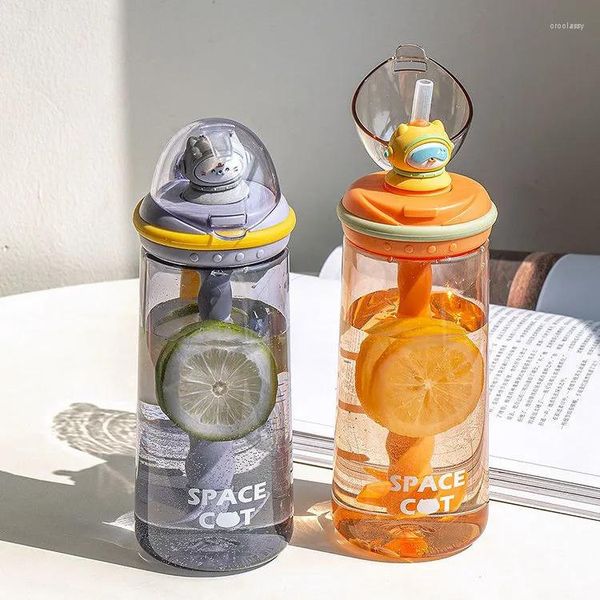 Бутылки для воды Милая бутылка Летняя пластиковая чашка для льда Соломенная мультяшная мешалка для детей Веселый сок Портативный