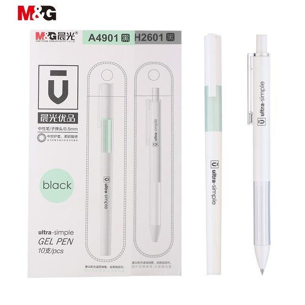 Pens M G 10pcs/Lot Cushion Grip Gel Pen 0,5mm Super Comfort Recil preto Blue Red Ink Gelpen School canetas para escrever estacionário