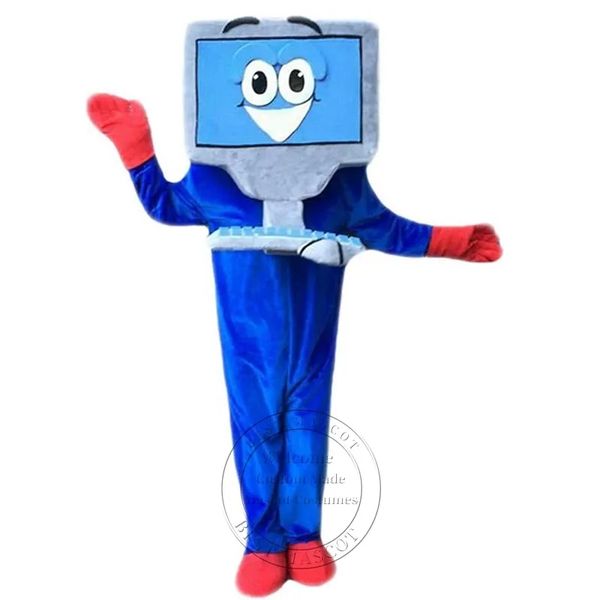 Costume da mascotte di computer blu super carino Costume da prestazione di carnevale Costumi di personaggi anime