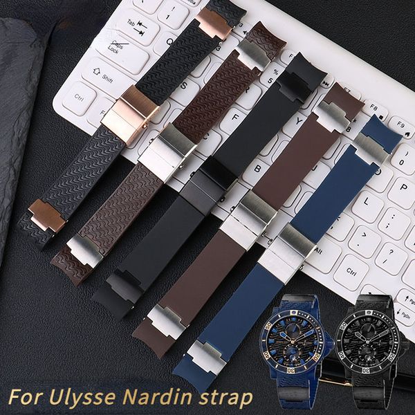 Uhrenarmbänder für Silikonkautschukband 263 DIVER Armband mit gebogenem Ende Schwarz Braun Blau 22 mm Wasserdichte Gürteluhrarmbänder 230628