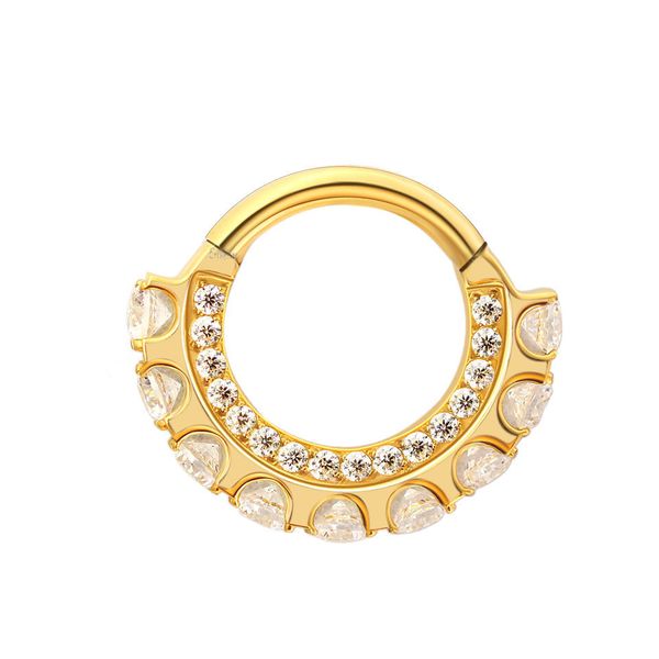 Anéis de botão de sino de umbigo Anel de segmento de luxo 36 Septo Jóias Piercing 16G Eternal Metal TA172 230628