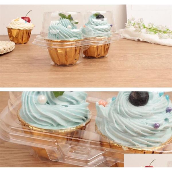 Einweg-Behälter zum Mitnehmen, Großhandel, Cupcake-Behälter mit 2 Fächern – tiefer Cupcake-Träger, Halterbox, BPA, durchsichtiger Kunststoffkoffer, S DHSIR