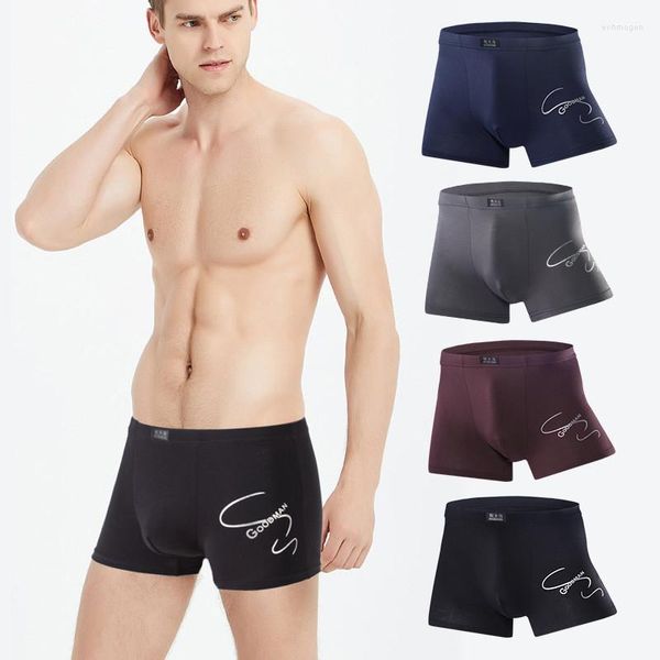 Cuecas masculinas 4 peças baú boxer sólida e confortável marca shorts masculinos de fibra de bambu boxers respiráveis