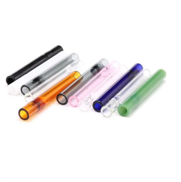 Pipe per fumatori Punte di vetro riutilizzabili Tubo per tabacco Supporto per erbe Pyrex spesso 12 mm Larghezza 10 cm Lunghezza Termoretraibile Tipo di occhi Tubo per fumo Dritto Noz Otcmj