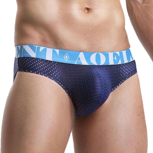 Cuecas masculinas sexy de marca boxers cuecas fio dental shorts de secagem rápida gay bolsa para pênis oco