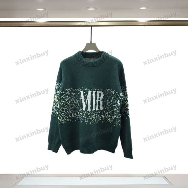 xinxinbuy Moletom Masculino Feminino Designer Moletom Com Capuz Gradient Starry Sky Jacquard Letter sweater roxo preto azul verde S-2XL