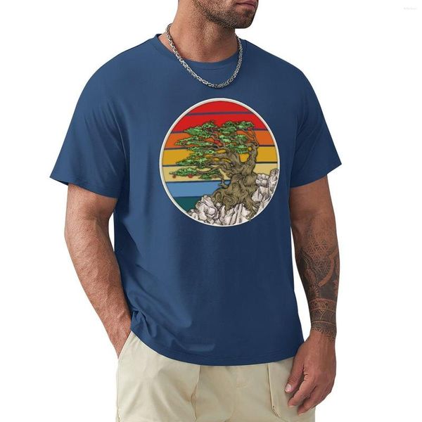 Canotte da uomo Bonsai Tree In Japanese Zen Buddhist Enso CircleRetro Sunset Circle Yoga T-Shirt Graphic T Shirt Uomo Camicie a maniche lunghe