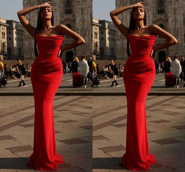 Элегантные красные платья выпускного вечера русалки больших размеров для женщин без бретелек со складками драпированные вечерние театрализованные платья особый случай день рождения вечернее платье знаменитости торжественная одежда