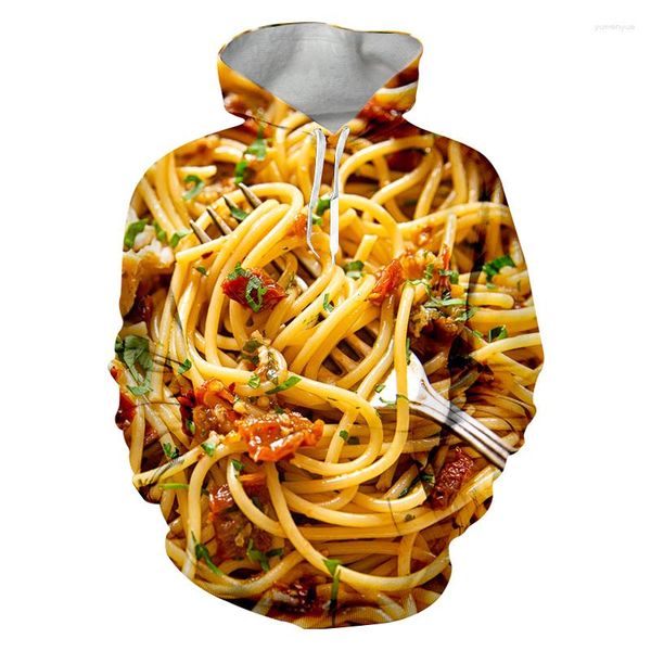 Felpe con cappuccio da uomo 3D Print Spaghetti Noodle Funny Men Clothes 2023 Food Streetwear Felpa con cappuccio Pullover Felpe a maniche lunghe Creative