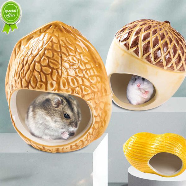 Novo Hamster Ninho de Cerâmica Resfriamento de Verão Ar Condicionado Sala de Animais de Estimação Evita Dormir Ninho de Porcelana Criativo Nut Hamster Ninho