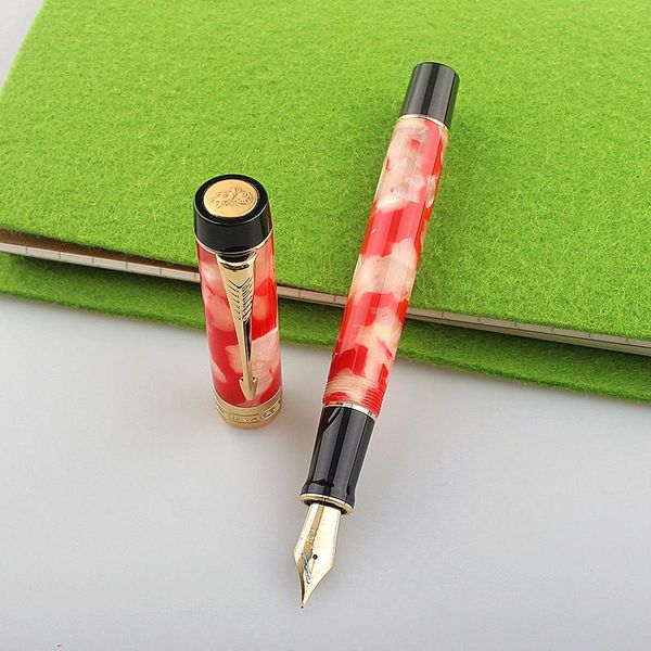 Pens New Jinhao Centennial 100 Fountain Pen 18 kgp golden plattiert m nib 0,7 mm Acryltintenstift mit Pfeilclip