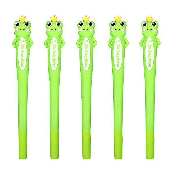 Pens 12pcs Yaratıcı Sevimli Kawaii Okul Kalemleri Kurbağa Komik Anime Mavi Kırtasiye Kawai Şey BeyPort Rollerball Çocuk Öğrenci Hediyesi