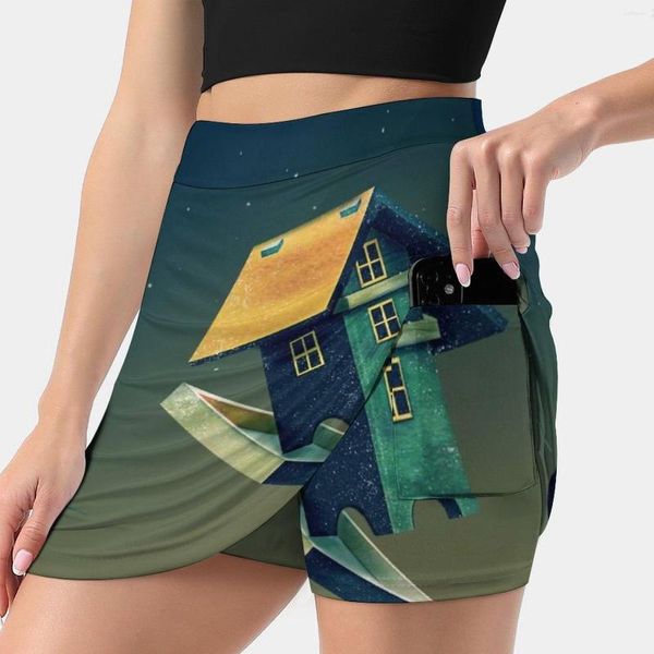 Gonne Flying Bird... House Gonna da donna Y2K Abiti estivi 2023 Pantaloni stile Kpop con tasca Birdhouse Funny Vector