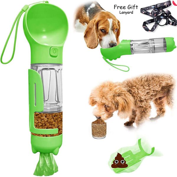 Ciotole per gatti Alimentatori 4 in 1 Bottiglia d'acqua portatile per cani Alimentatore per alimenti Bevitore Dispenser per cacca Abbeveratoio per animali domestici all'aperto Fornitura di accessori da viaggio 230628