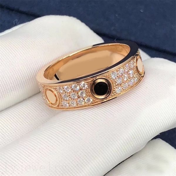 Fedi nuziali con diamanti promettono amore anello di design gioielli delicati hip hop festa bague homme fidanzamento placcato argento oro anelli di lusso per le donne ZB019 C23