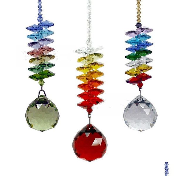 Decorazione per feste 30Mm Lampadario Cristalli Sfera Prismi Arcobaleno Octogon Chakra Acchiappasole per regalo Albero di Natale Appeso Ornamento Xb1 Dh0Z1