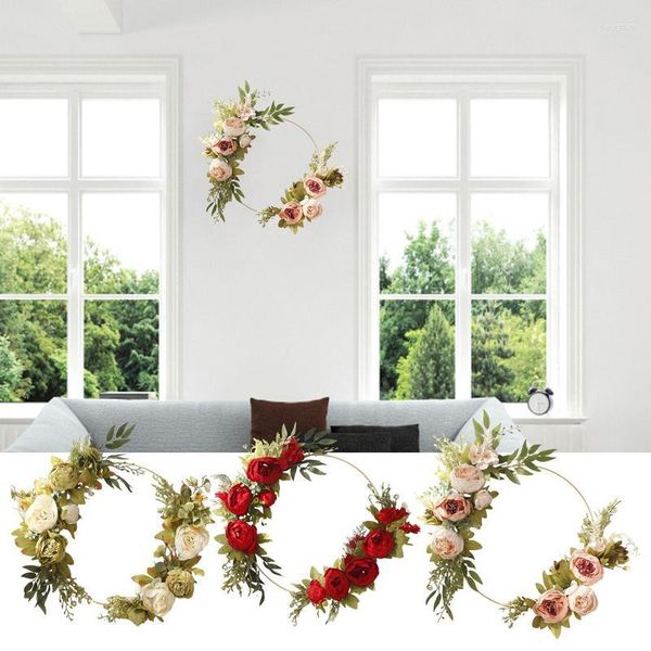 Dekorative Blumen Pfingstrosenkränze, 50 x 50 cm, künstlicher Blumenkranz, Haustür-Dekoration für Wandbehang, Hintergrund, Heimdekoration