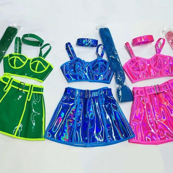 Stage Wear Modern Party Show Donna Gogo Club Dancer Outfit Laser a colori fluorescenti Kpop Drag Queen Costumi