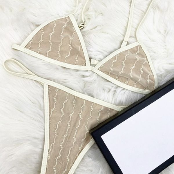 Designer-Badeanzüge für Damen, sexy Bikini-Set mit Buchstabendruck, zweiteilige Bademode, Neckholder-Badeanzüge mit niedriger Taille, gestreifte Badeanzüge