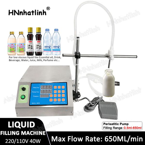 Tek Nozul Yarı Otomatik Peristaltik Pompa Şişe Su Doldurucu Sıvı Flakon İçecek İçecek Yağı Parfüm Dolum Makinesi 0.5-650ML