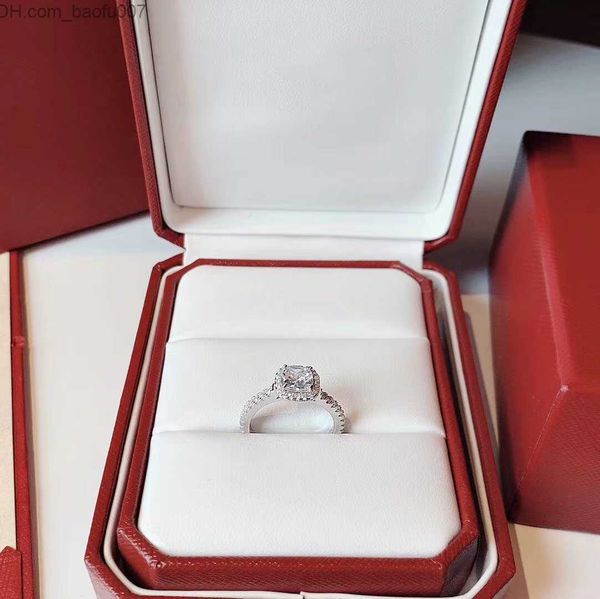 Anéis de banda quadrado anel de diamante designer anéis de noivado para mulheres anéis de prata esterlina de luxo presente de aniversário para senhora Z230629